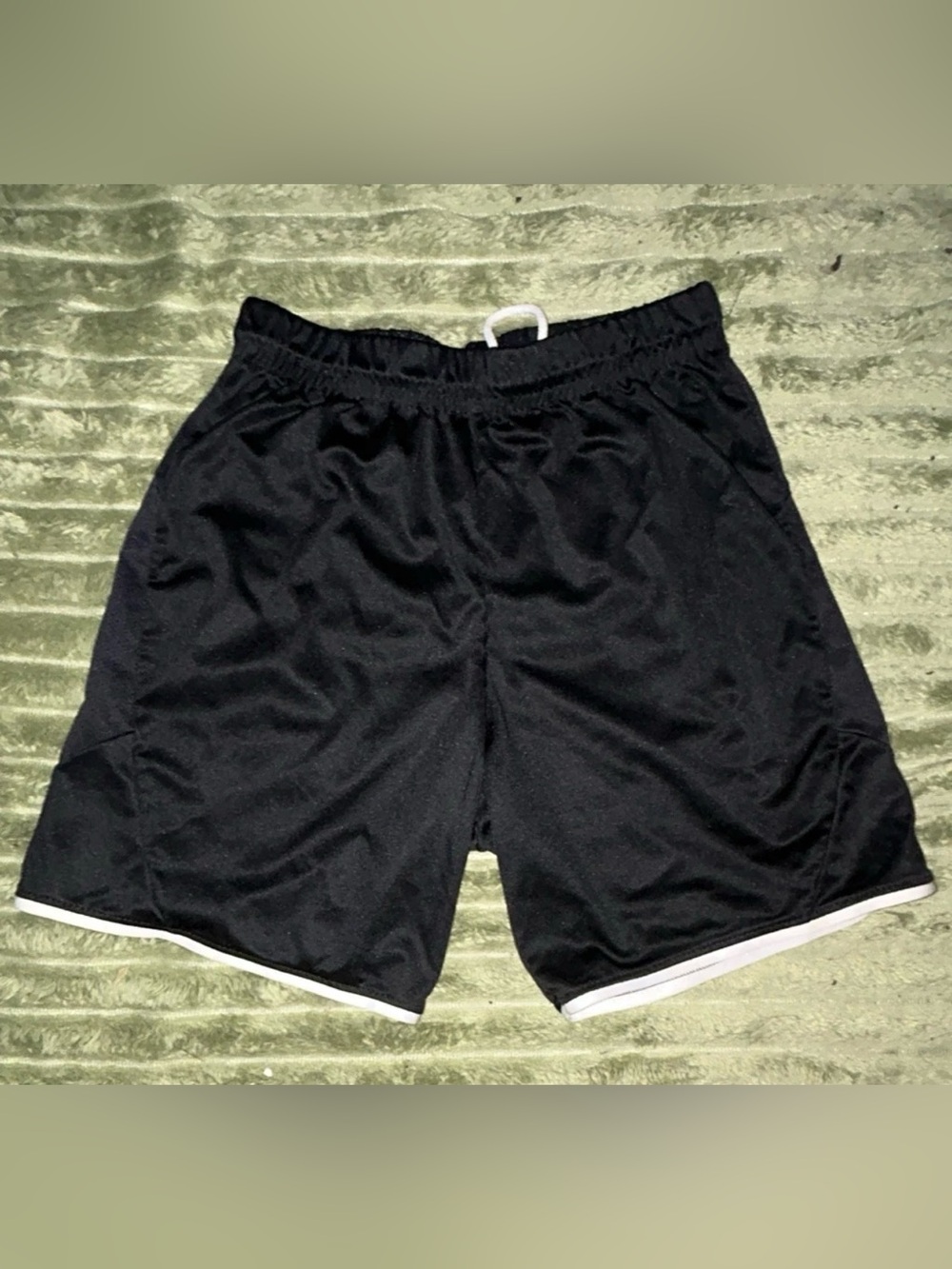 Kids Black Athletic Shorts with White Trim